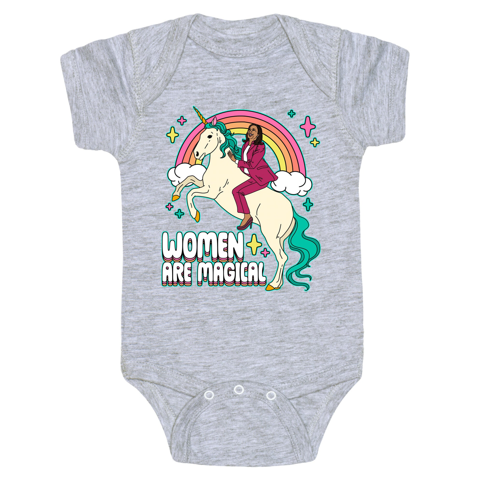 Women are Magical Kamala Harris Unicorn Baby One-Piece